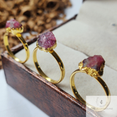 Raw Pink Tourmaline Ring, Rubellite Tourmaline Ring for Women, Red Pink Raw Stone Ring, Raw Gemstone Jewelry, Raw Crystal Ring